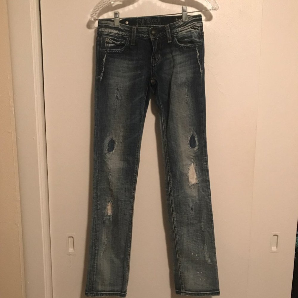Rerock for Express Straight Leg Distressed Jeans